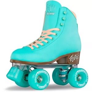 Crazy Skates Retro Roller Skates Classic Style Quad Skates Adjustable 3 - 6 TEAL
